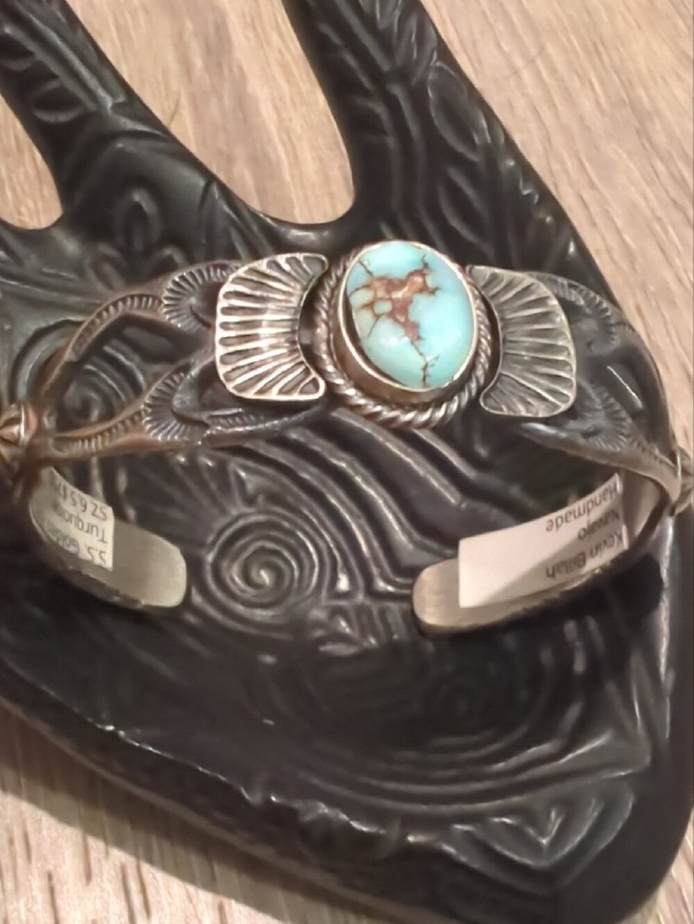 Navajo Golden Hills Turquoise Sterling Silver Cuff Bracelet - Picture 5 of 16